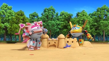 S08 E10 : Le concours de châteaux de sable — Super Wings